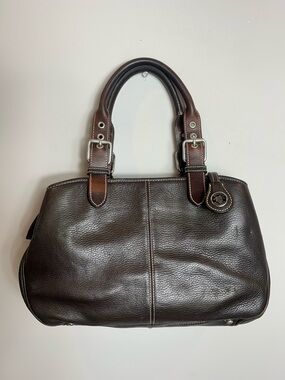 Vintage Dooney & Bourke Dark Brown Leather Satchel